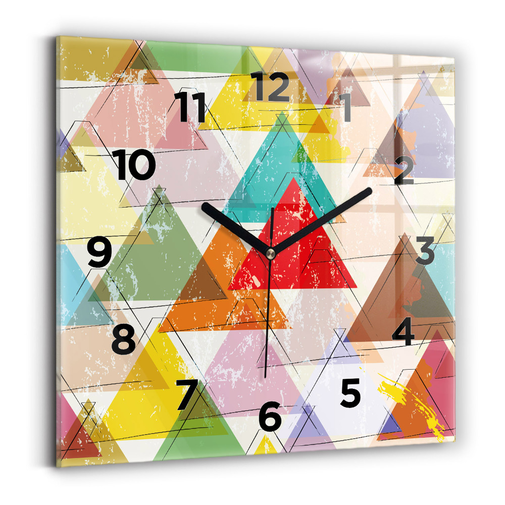 Ceas de sticlă pe perete pătrat Triunghiuri geometrice