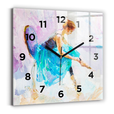 Ceas pătrat de perete din sticlă Pregătirea balerinei