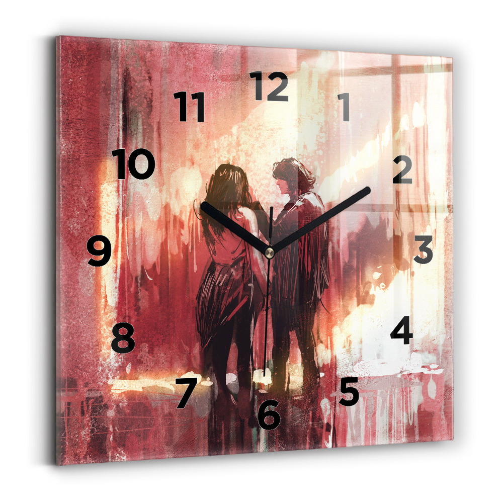 Ceas din sticlă pătrat Cuplu tânăr îndrăgostit