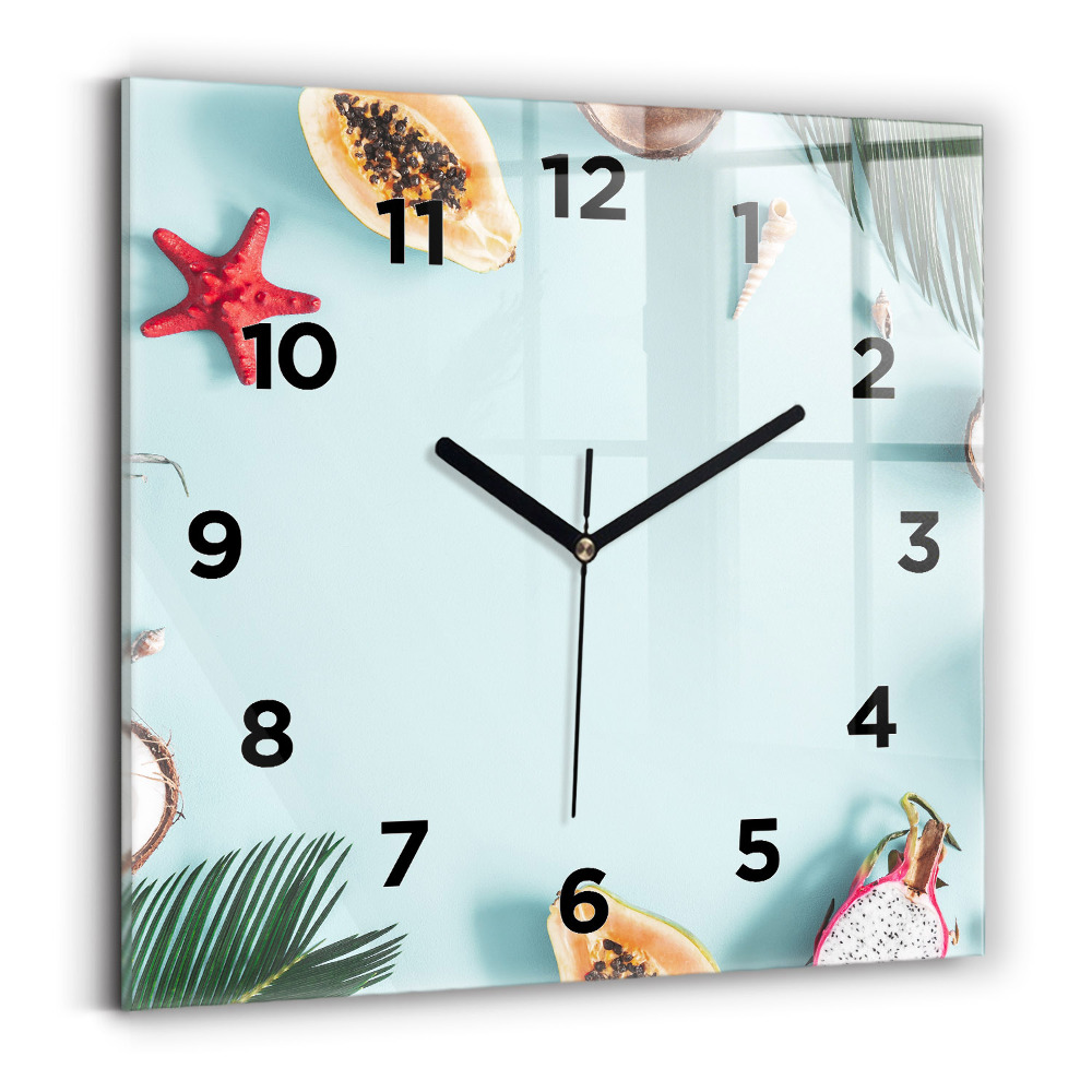 Ceas pătrat de perete din sticlă Compoziție de vară