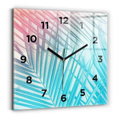 Ceas pătrat de perete din sticlă Palmier tropical