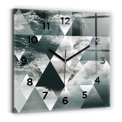 Ceas perete din sticlă pătrat Valuri abstracte ale mării