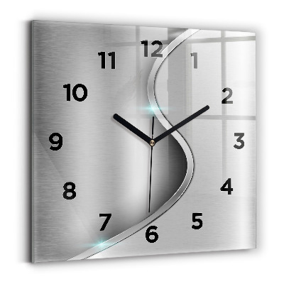Ceas pătrat de perete din sticlă Abstracția metalului gri