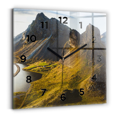 Ceas perete din sticlă pătrat Drum în Islanda