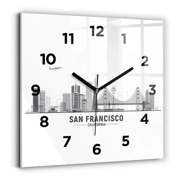 Ceas din sticlă pătrat Panorama San Francisco