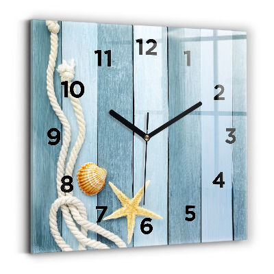 Ceas perete din sticlă pătrat Scânduri în dungi și un papion