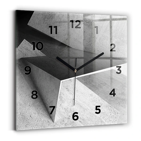 Ceas de sticlă pe perete pătrat Triunghiuri abstracte