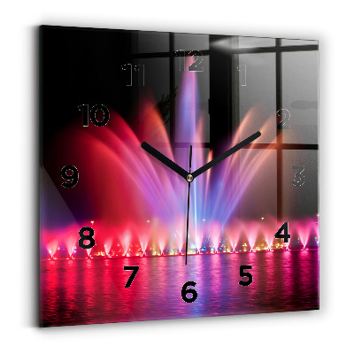 Ceas perete din sticlă pătrat Fântâna Wrocław noaptea