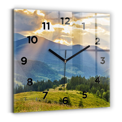 Ceas de sticlă pe perete pătrat Peisaj cu păduri