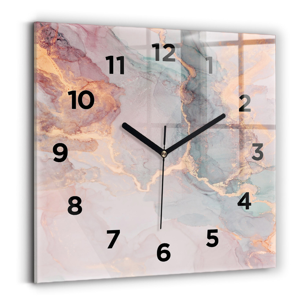 Ceas din sticlă pătrat Textura marmură