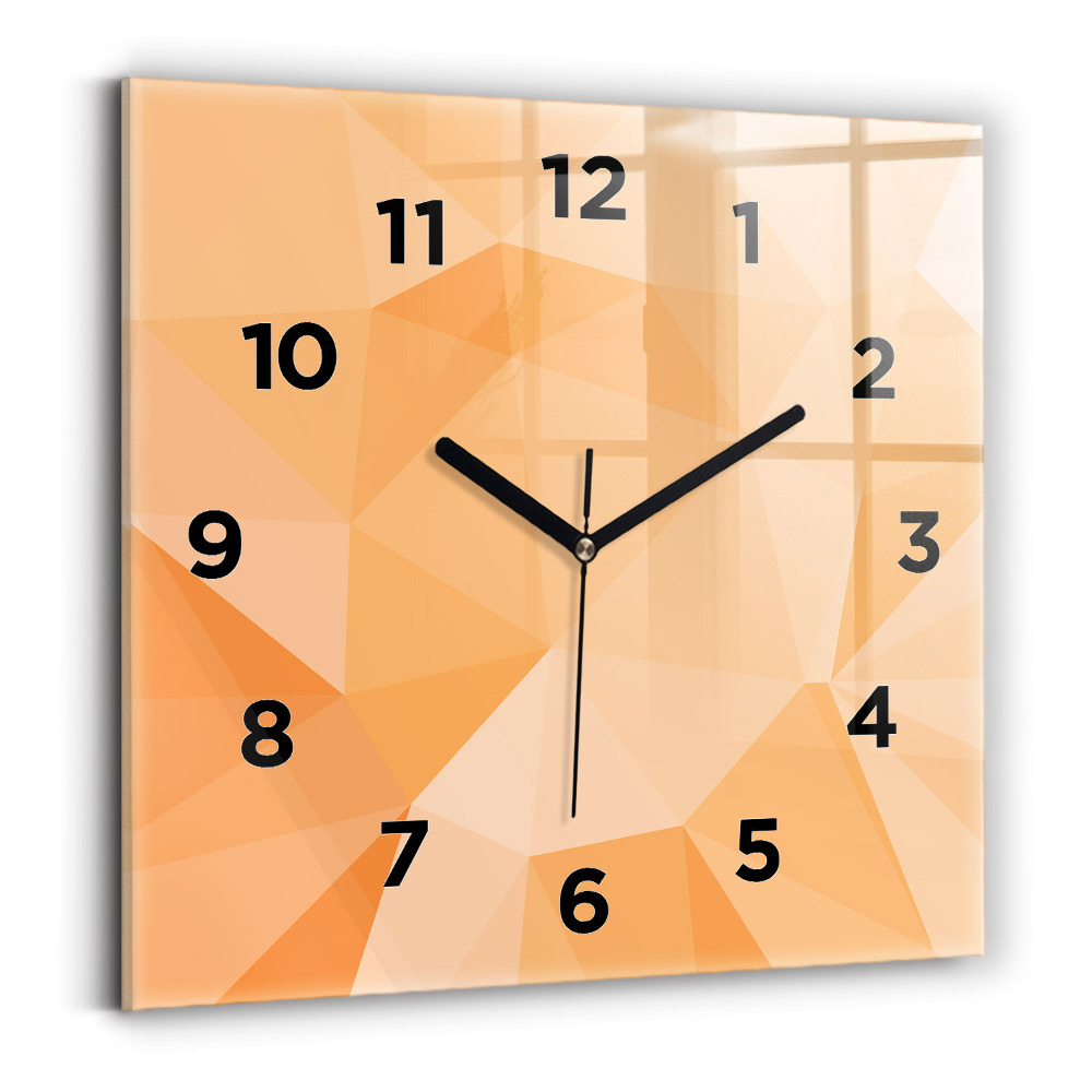 Ceas pătrat de perete din sticlă Triunghiuri abstracte