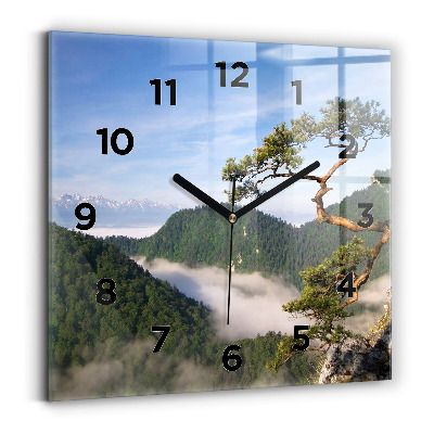 Ceas pătrat de perete din sticlă Sokolica Wierch în Munții Pieniny