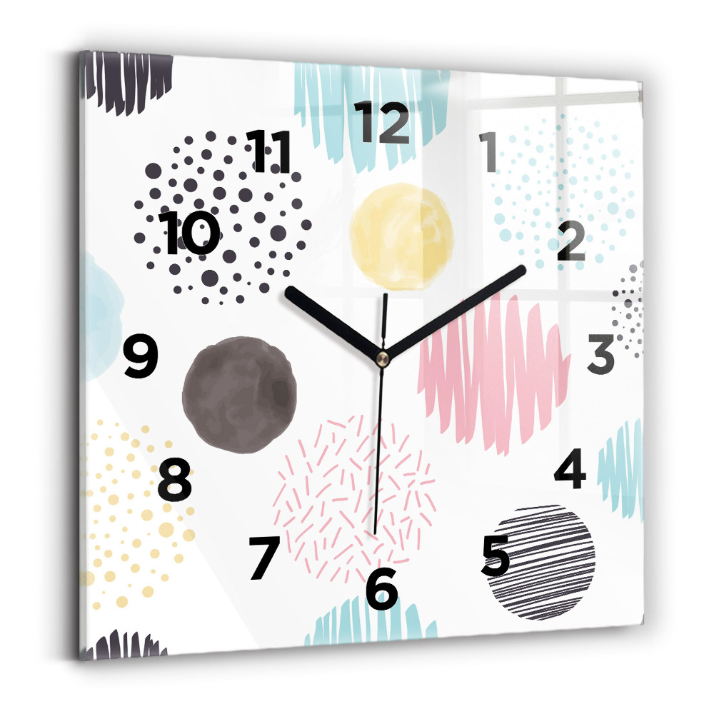 Ceas de sticlă pe perete pătrat Model geometric