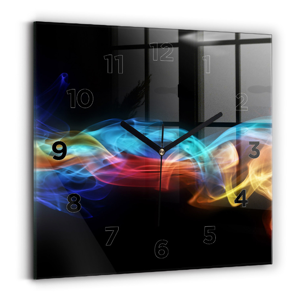 Ceas de sticlă pe perete pătrat Linii colorate abstracte
