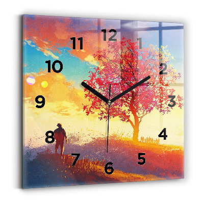 Ceas din sticlă pătrat Peisaj de toamnă