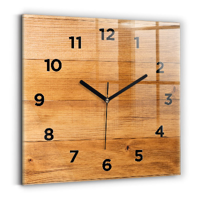 Ceas din sticlă pătrat Scanduri de lemn