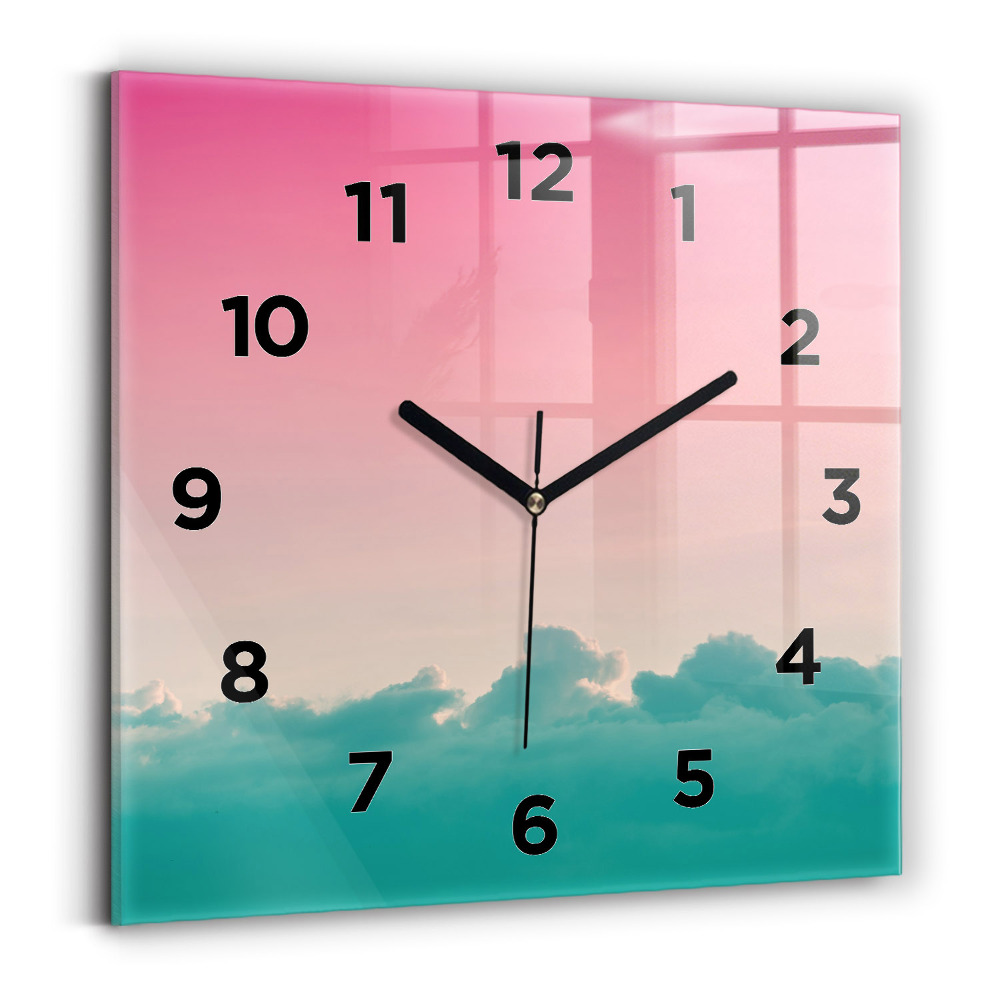 Ceas de sticlă pe perete pătrat Cer și gradient de munte
