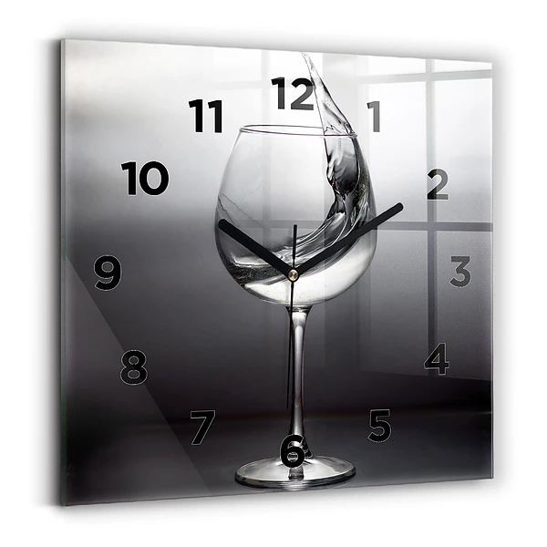 Ceas perete din sticlă pătrat Pahar de vin