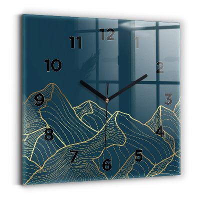 Ceas de sticlă pe perete pătrat Schiță a munților