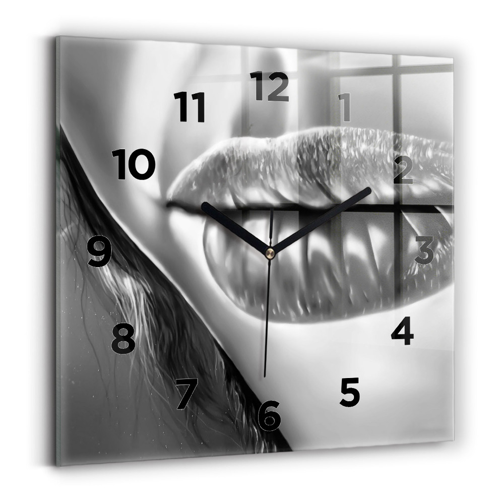 Ceas de sticlă pe perete pătrat Gura de femeie