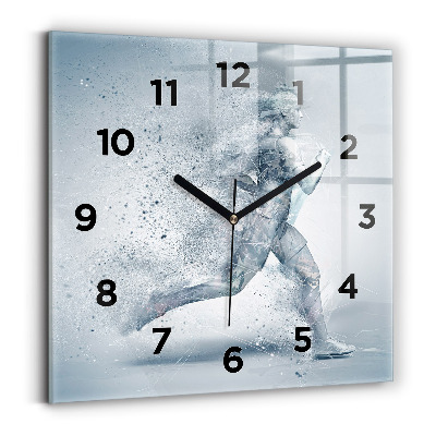 Ceas de sticlă pe perete pătrat Alergător