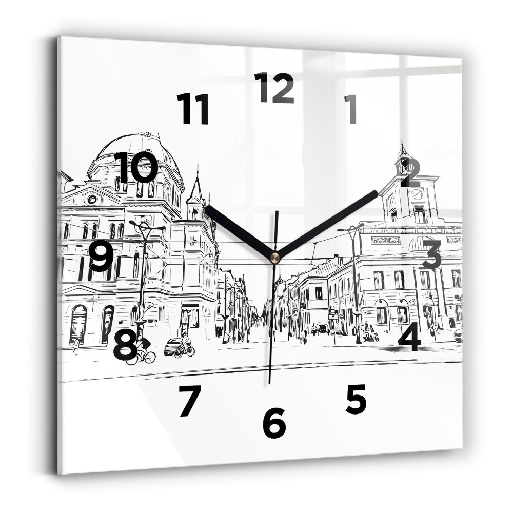 Ceas pătrat de perete din sticlă Ilustrația orașului Poznań