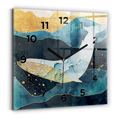 Ceas din sticlă pătrat Balenă abstractă