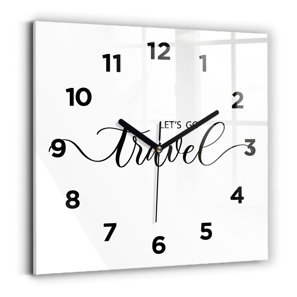 Ceas de sticlă pe perete pătrat Inscripție de călătorie