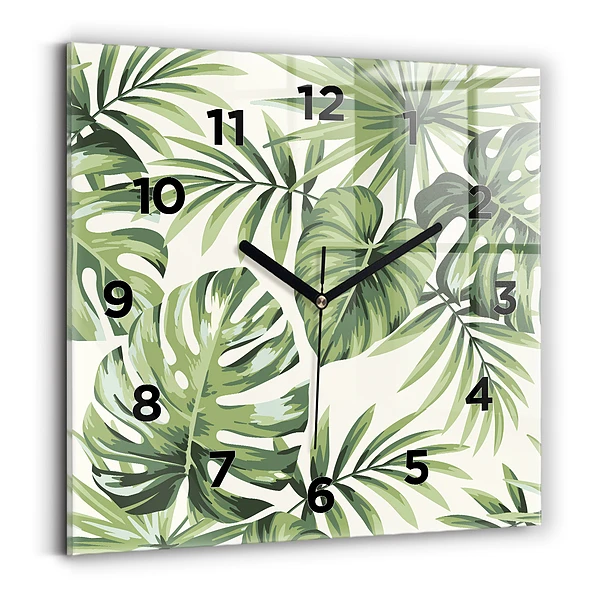 Ceas de sticlă pe perete pătrat Model tropical