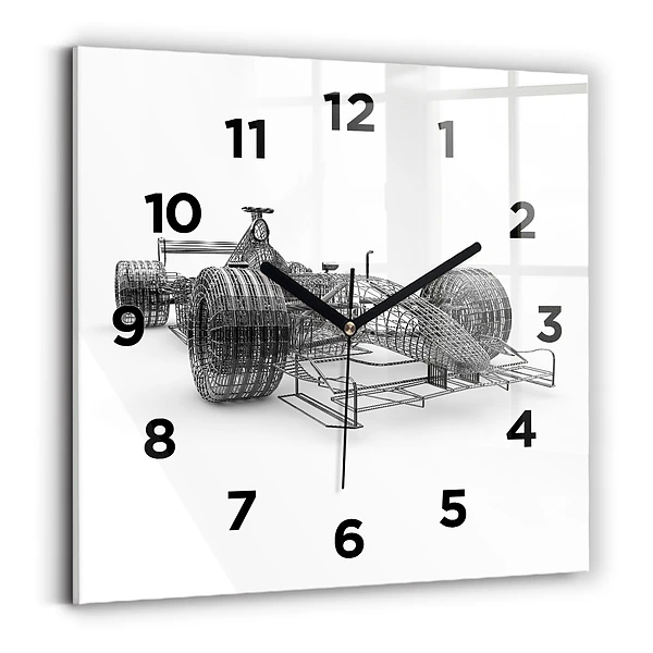Ceas de sticlă pe perete pătrat Design mașină F1