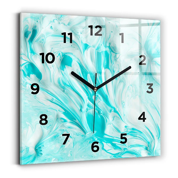 Ceas din sticlă pătrat Abstracția albastră