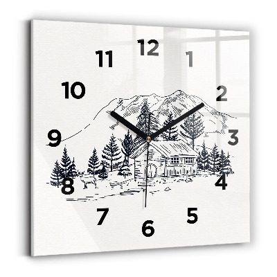 Ceas perete din sticlă pătrat Oraș de desene animate