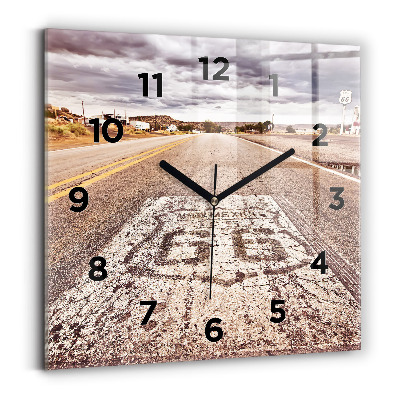 Ceas perete din sticlă pătrat Route 66 SUA