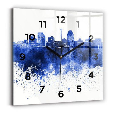 Ceas din sticlă pătrat Acuarele San Antonio