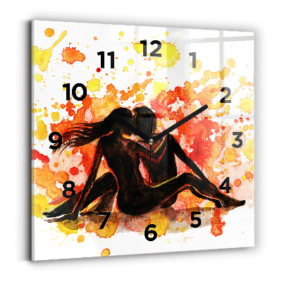 Ceas pătrat de perete din sticlă Dragoste și un cuplu de îndrăgostiți