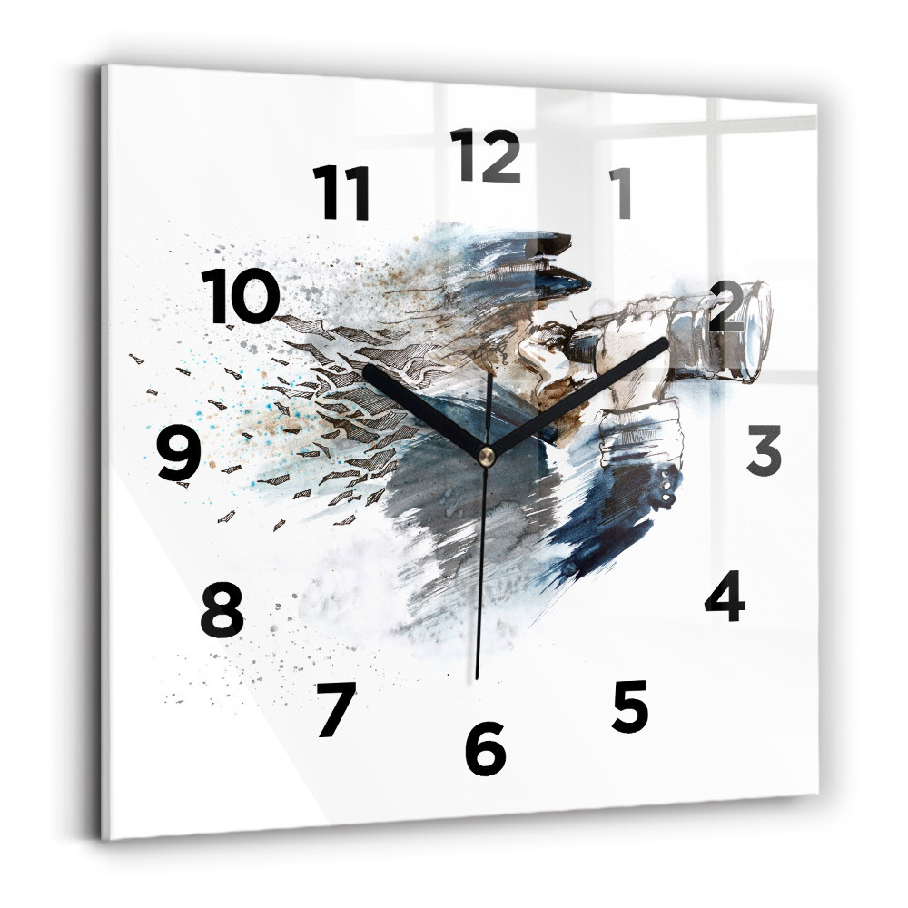Ceas de sticlă pe perete pătrat Căpitan cu binoclu