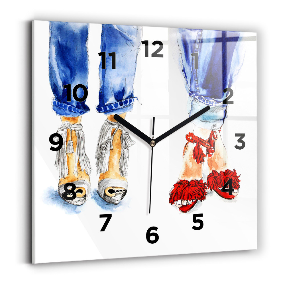 Ceas de sticlă pe perete pătrat Tocuri de damă