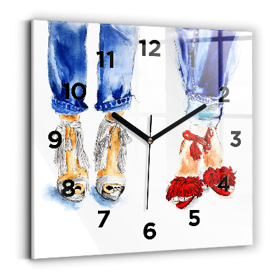 Ceas de sticlă pe perete pătrat Tocuri de damă