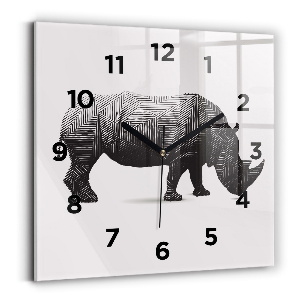 Ceas din sticlă pătrat Linia de artă a rinocerului