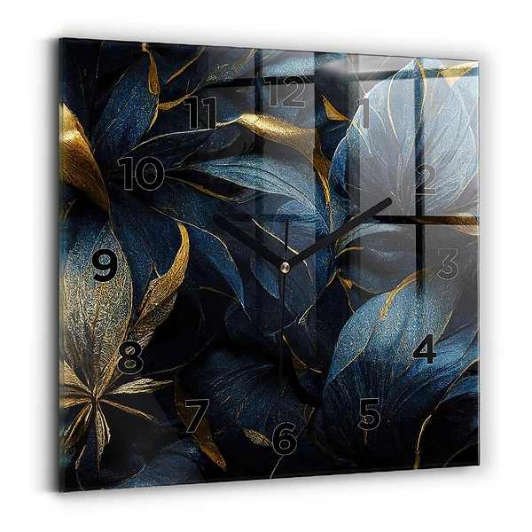 Ceas din sticlă pătrat Flori decorative