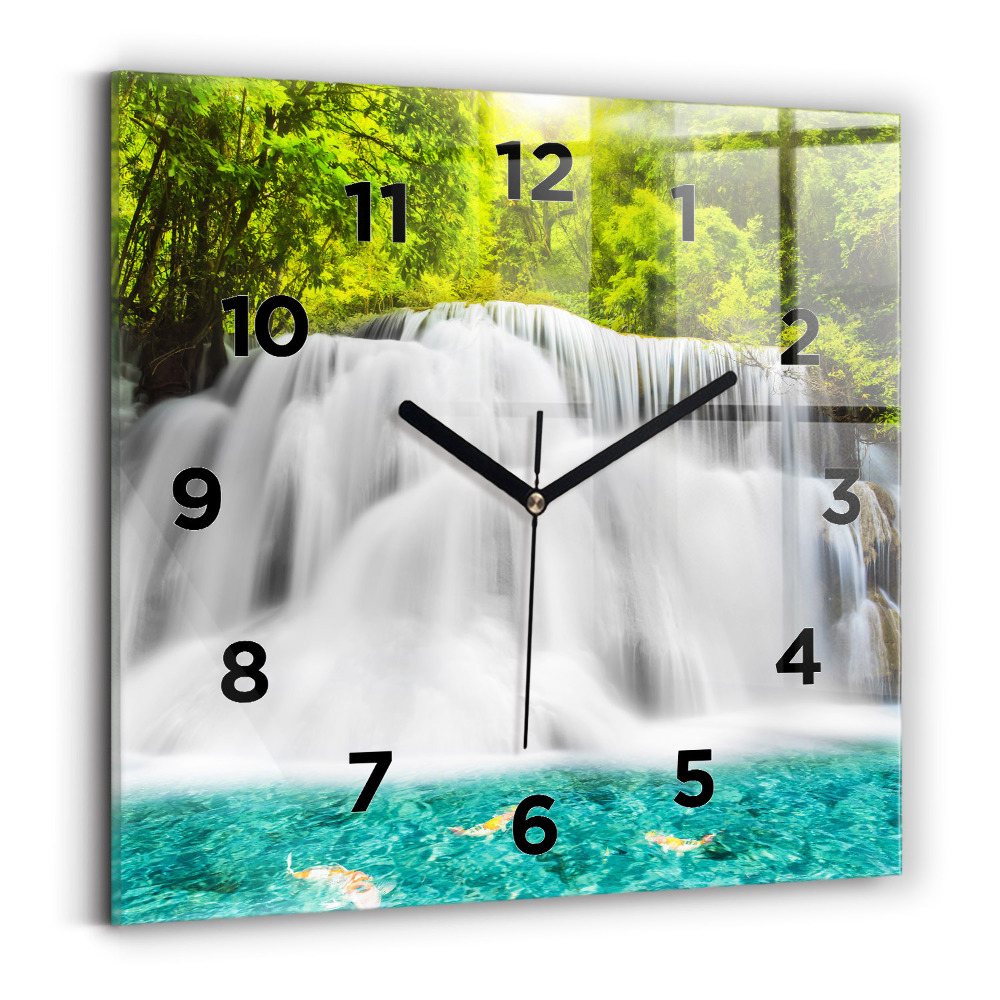 Ceas de sticlă pe perete pătrat Cascada în Thailanda