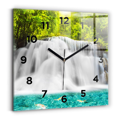 Ceas de sticlă pe perete pătrat Cascada în Thailanda
