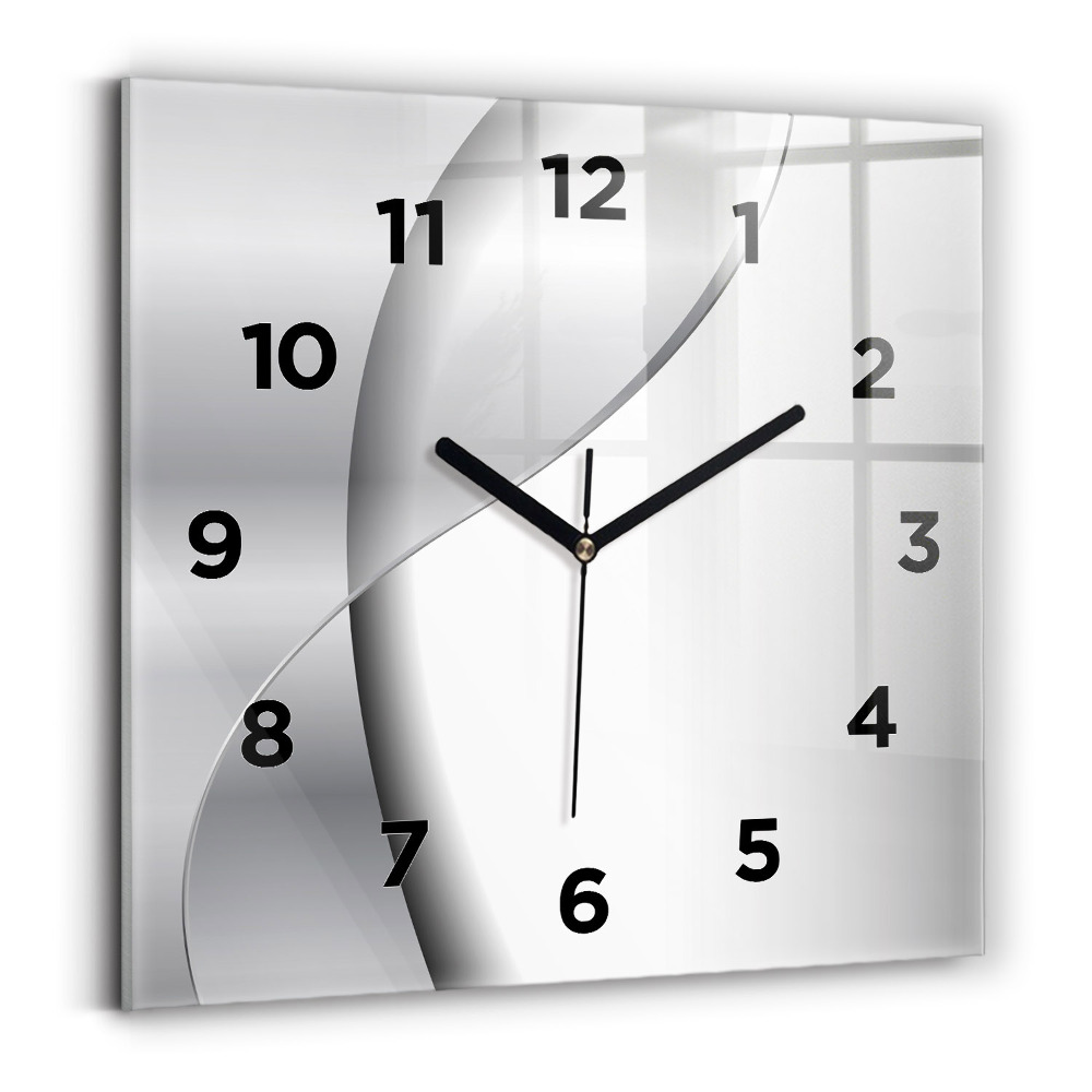 Ceas de sticlă pe perete pătrat Abstracția argintului