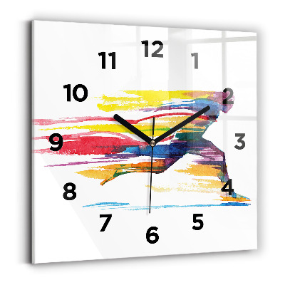 Ceas perete din sticlă pătrat Ilustrație de alergător