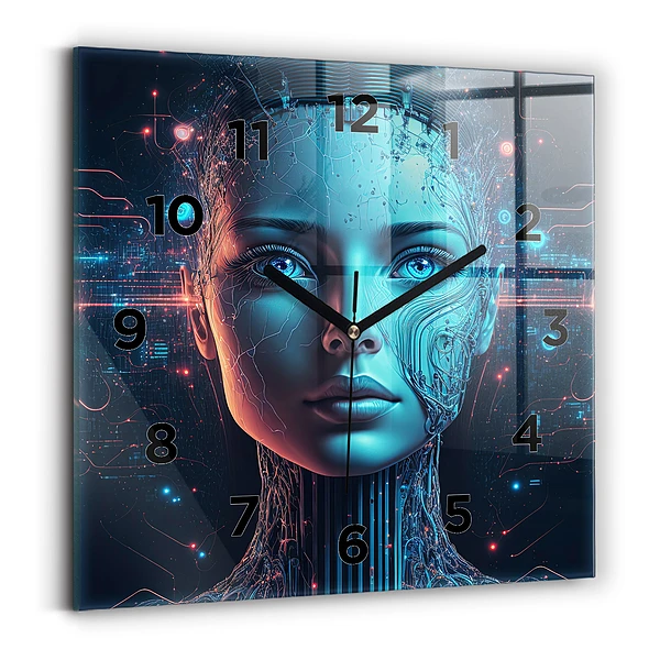 Ceas perete din sticlă pătrat Inteligenţă artificială