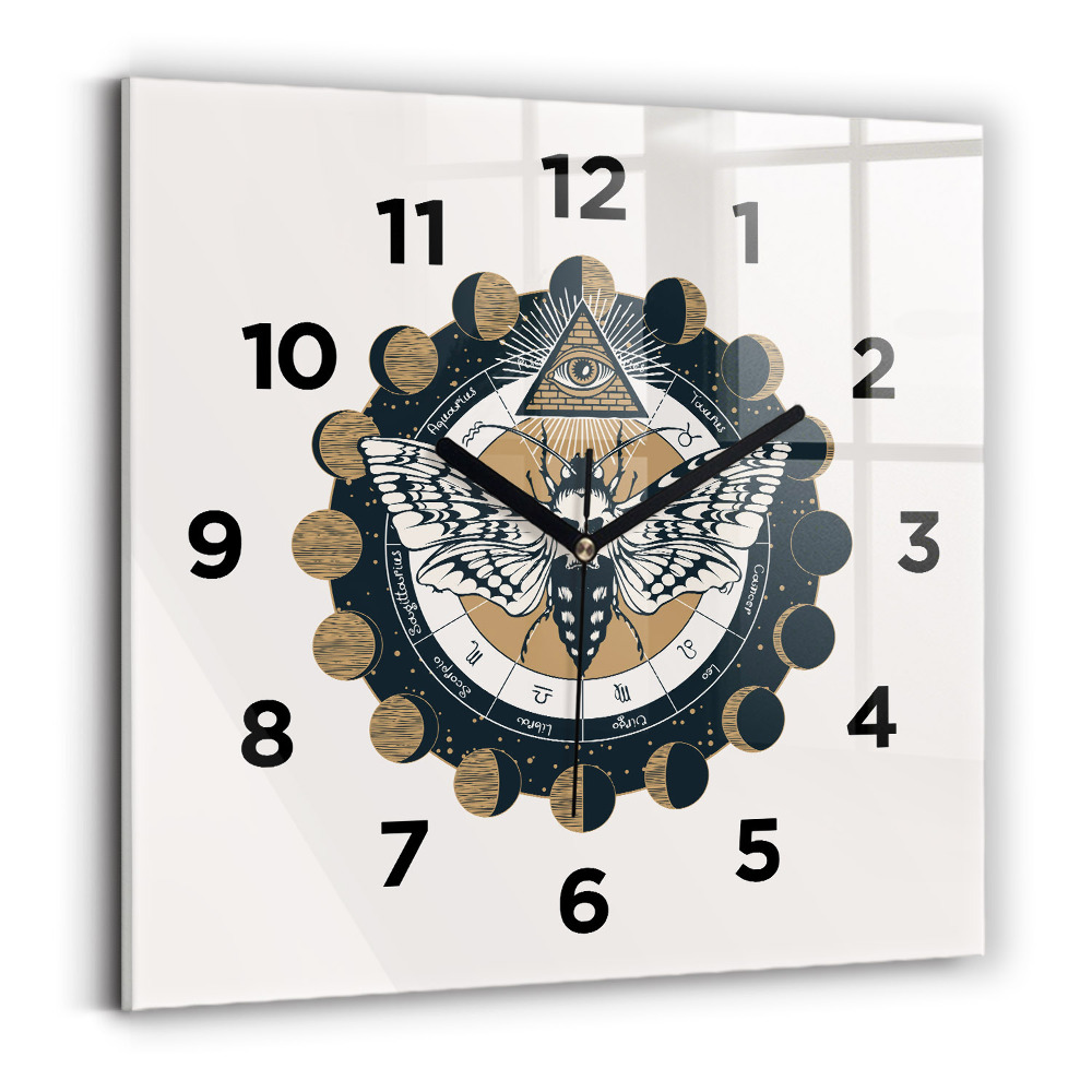 Ceas din sticlă pătrat Fazele lunii și ochiul