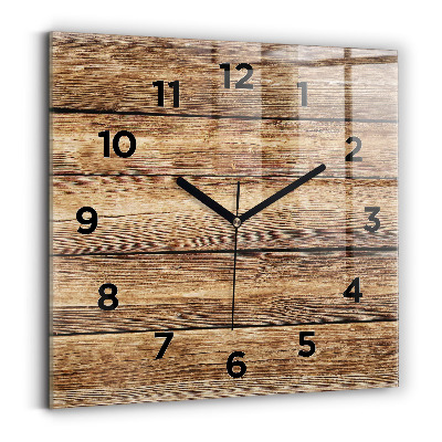 Ceas din sticlă pătrat Scanduri de lemn