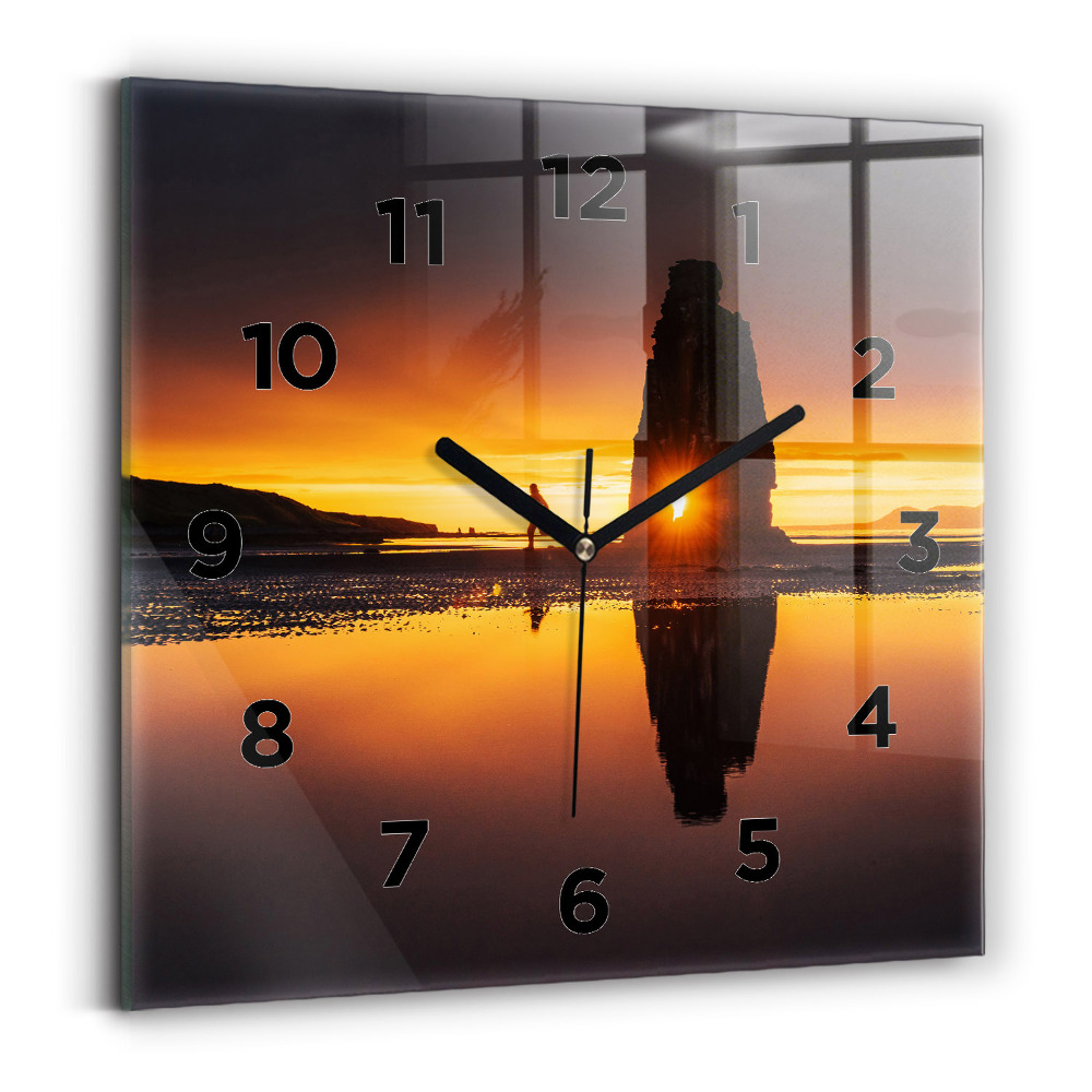 Ceas din sticlă pătrat Alergător și apus