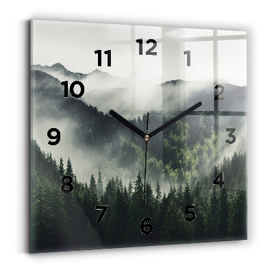 Ceas perete din sticlă pătrat Peisaj forestier