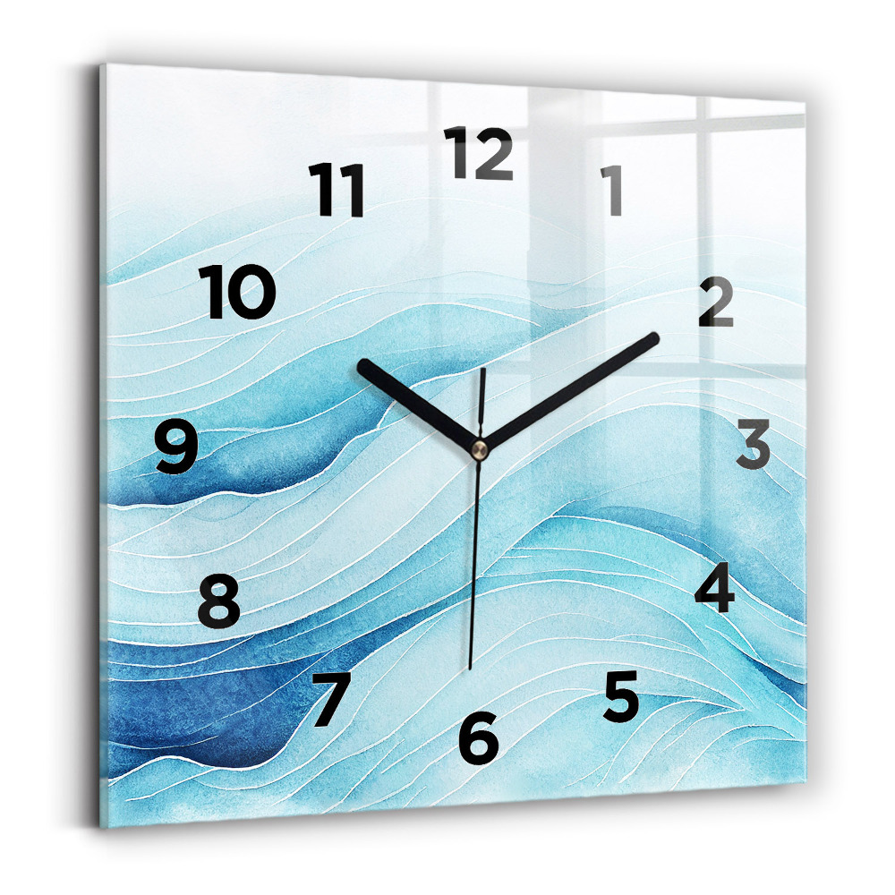 Ceas pătrat de perete din sticlă Nori albaștri
